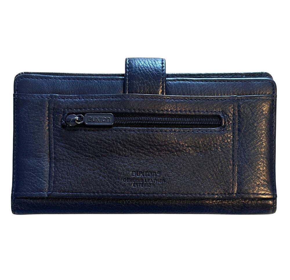 Burton Blue Leather Vintage Bi Fold Wallet Womens Snap Tab Organizer Y2K